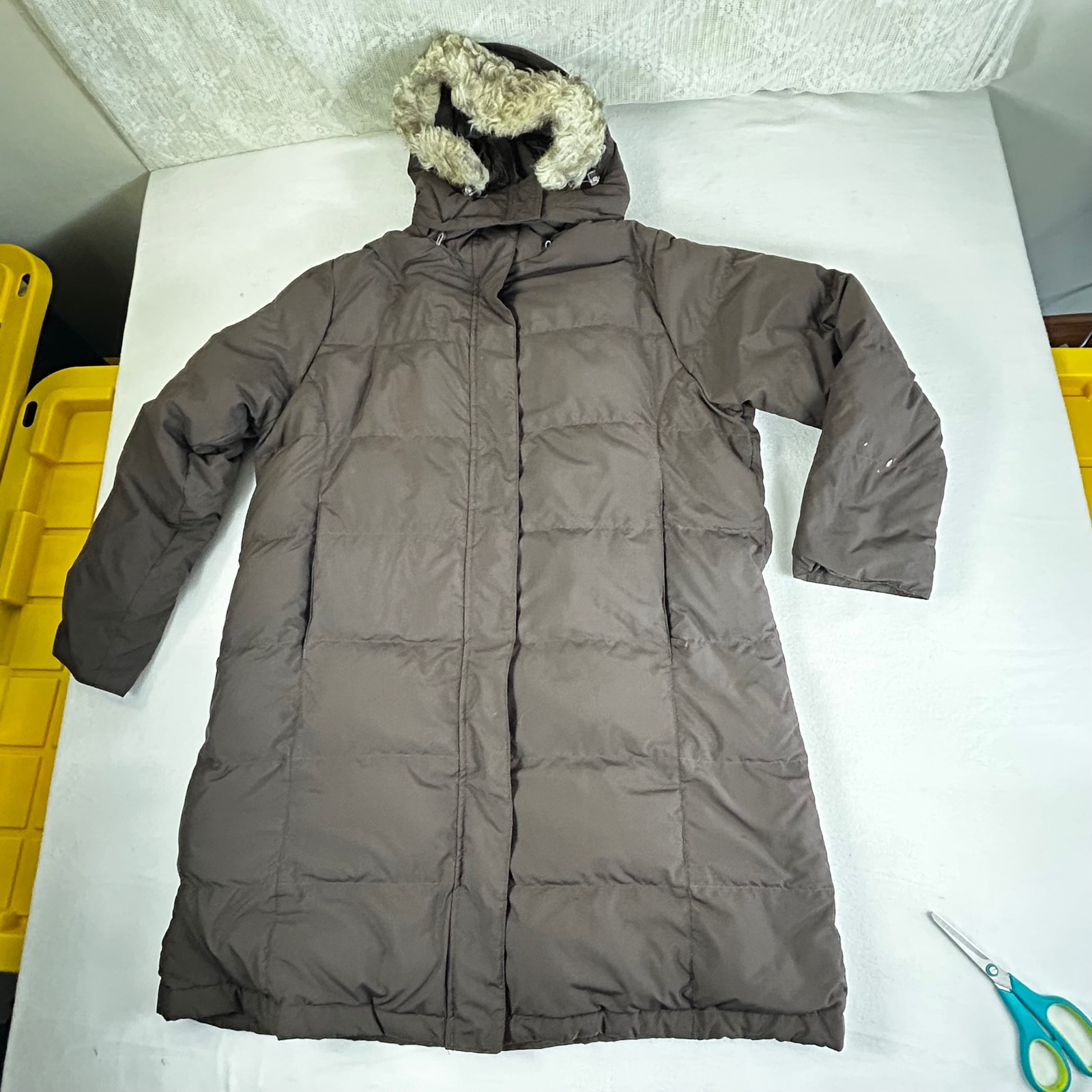 Down Lot Women's Brown Puffer Coat With Fur Hood Winter Warm Parka Dl1001